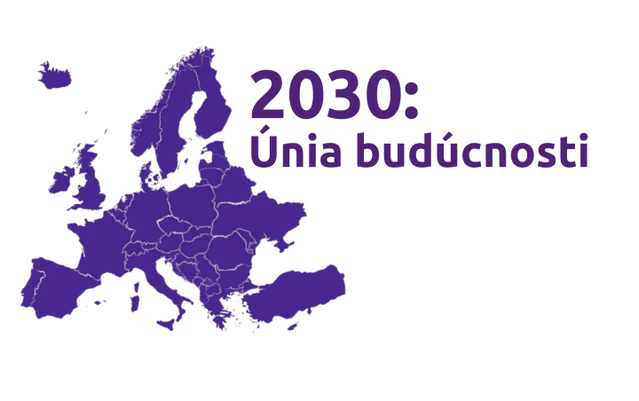 Mapa EÚ s popisom 2030 únia budúcnosti